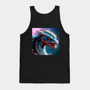 Intricate Blue Dragon with Red Highlights Tank Top